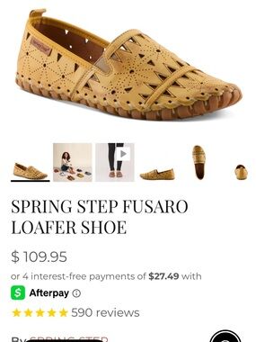 Spring Step Fusaro Perforated Leather Loafer - Mustard